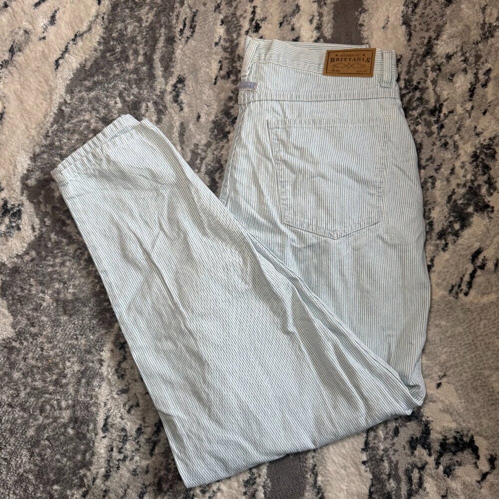 Vintage Light Blue and White authentic Brittania Casual High Waisted Denim Jeans